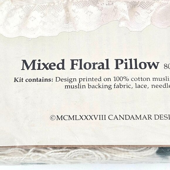 Candamar Something Special Candlewicking Mixed Floral Pillow Muslin Lace 80170 - Picture 2 of 10